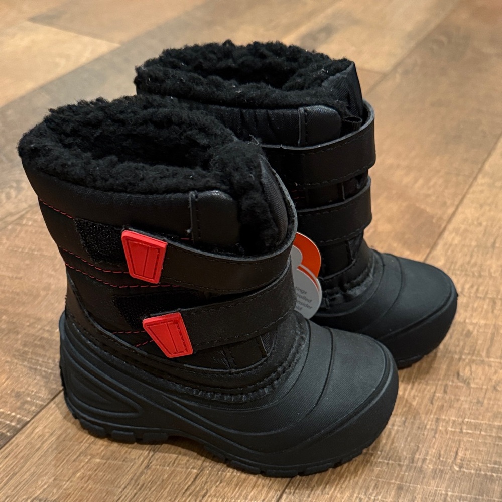 Wonder Nation Black and Red Kids Snow Boots